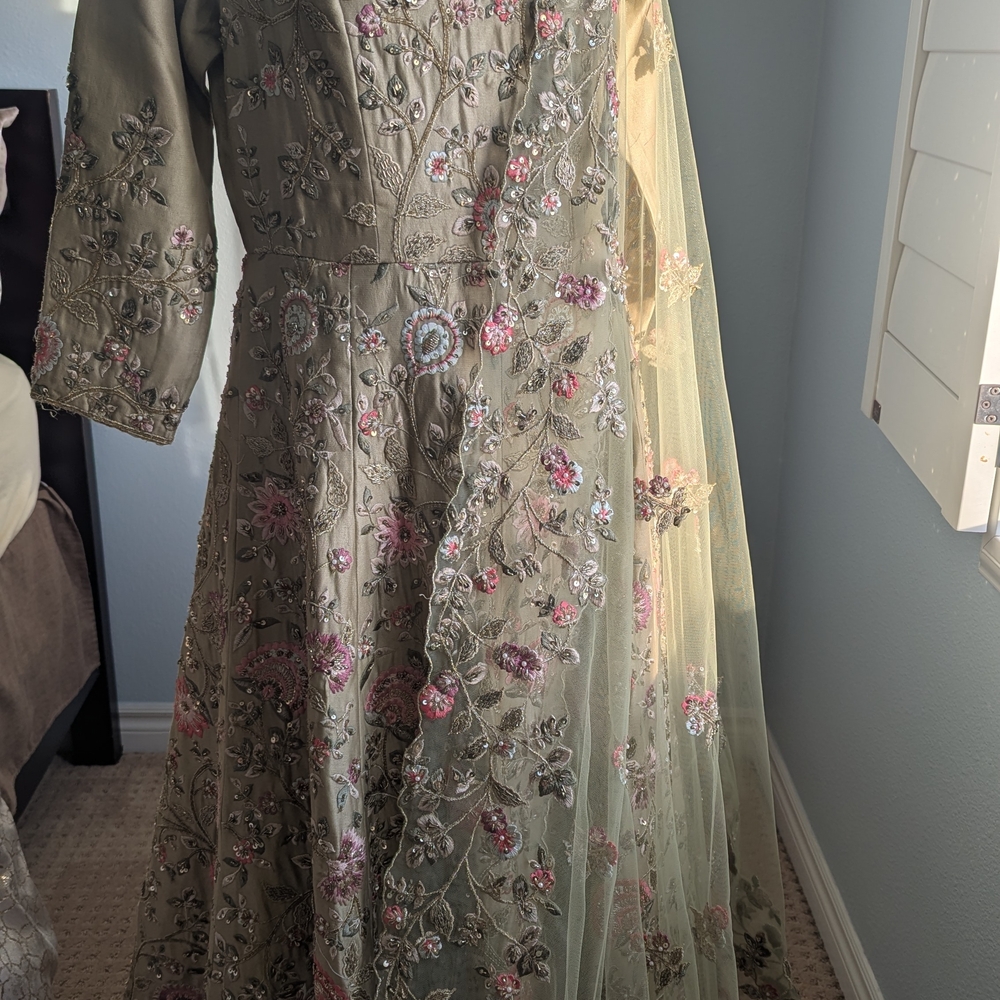 New Frontier Embroidered Long Sleeve Dress - Olive and Pink